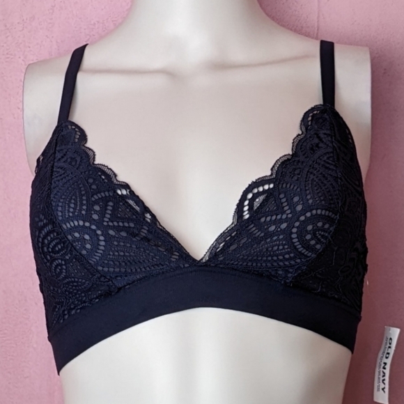 Old Navy Dark Blue Lacy V Neck Adjustable Straps Bralet size XS - Picture 1 of 4